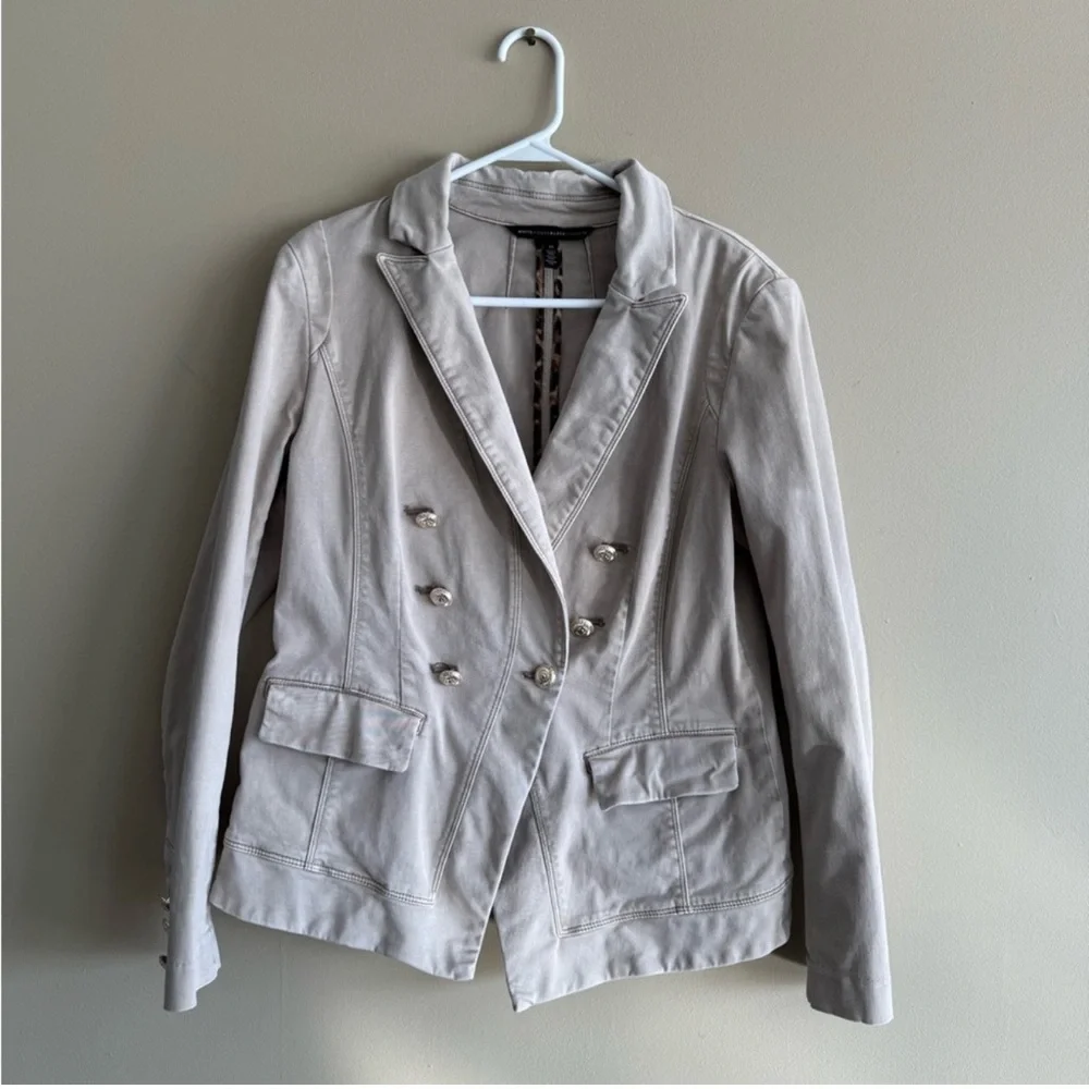 White House Black Market Taupe Blazer with Silver Buttons - Picture 9 of 9